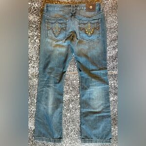 Antik Denim Blue Jeans with Gold Accents